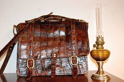 alligator leather briefcase, gator skin, hide