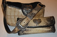 alligator, hide, skin, purse, handbag, cow leather, bone, handmade, unique
