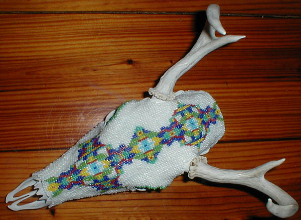 deer, skull, beaded, native american, handmade