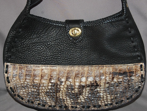Alligator/buffalo leather handbag