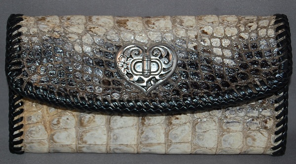 Natural alligator leather clutch wallet